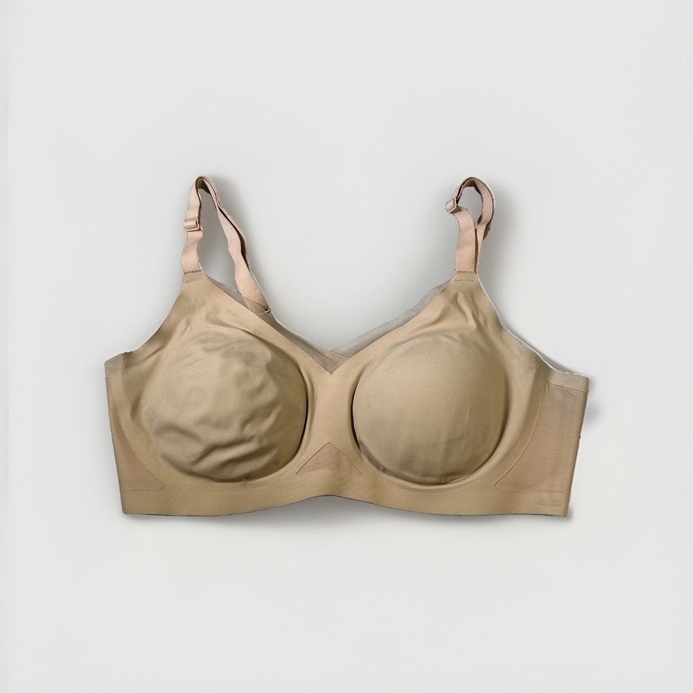 HoneyLove Convertible Bra 1X Sand Peekaboo Mesh Wireless Liftwear Crossover